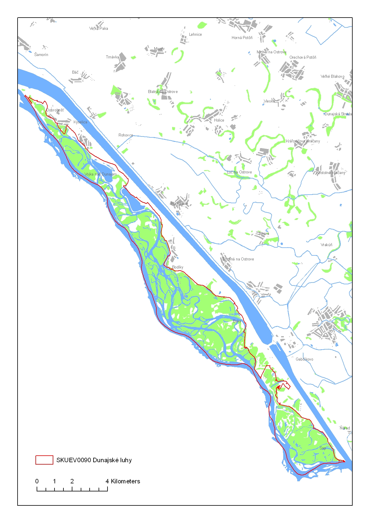Mapa SKUEV Dunajské luhy